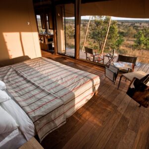 Guest bedroom at Basecamp Explorer Eagle View safari camp in Masai Mara, Kenya.
