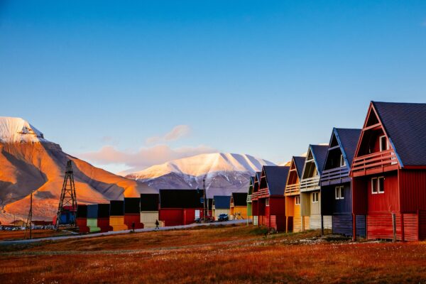 View of Longyearbyen in autumn at Spitsbergen.