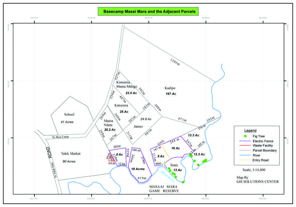 Map of Basecamp Explorer locations in Mara Naboisho Conservancy, Kenya.
