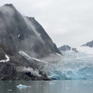 View of glacier on Basecamp Explorer arctic sailing in Spitsbergen.